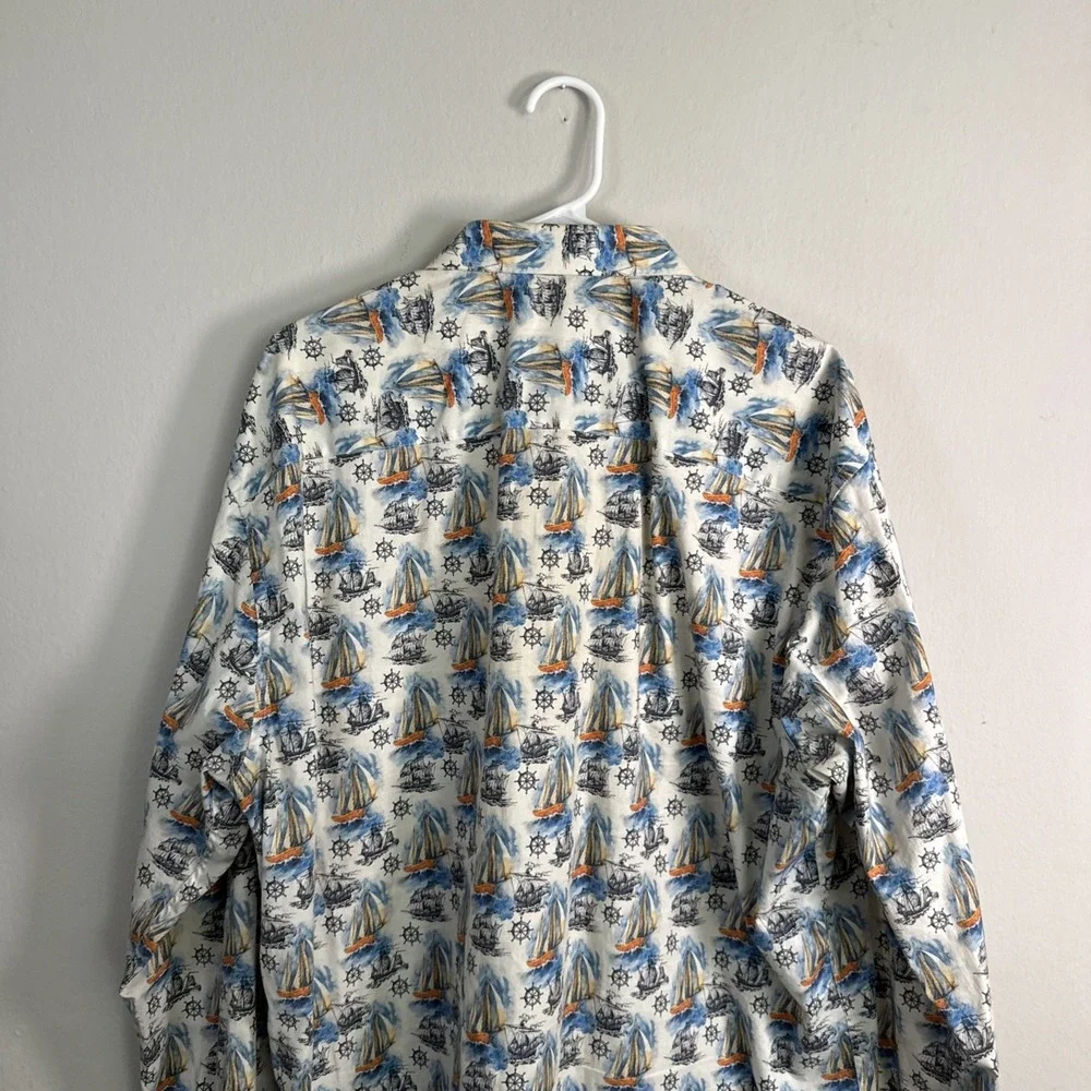 Benitanni Marco Vintage Boat Men's Italian Luxury Nautical Button Down Shirt 3xl